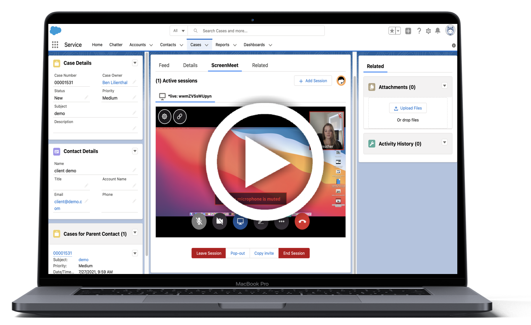 Screenmeet Live for Salesforce – Add Voice, Video and Screen Share to any Web Site w/Salesforce Chat (Live Agent)